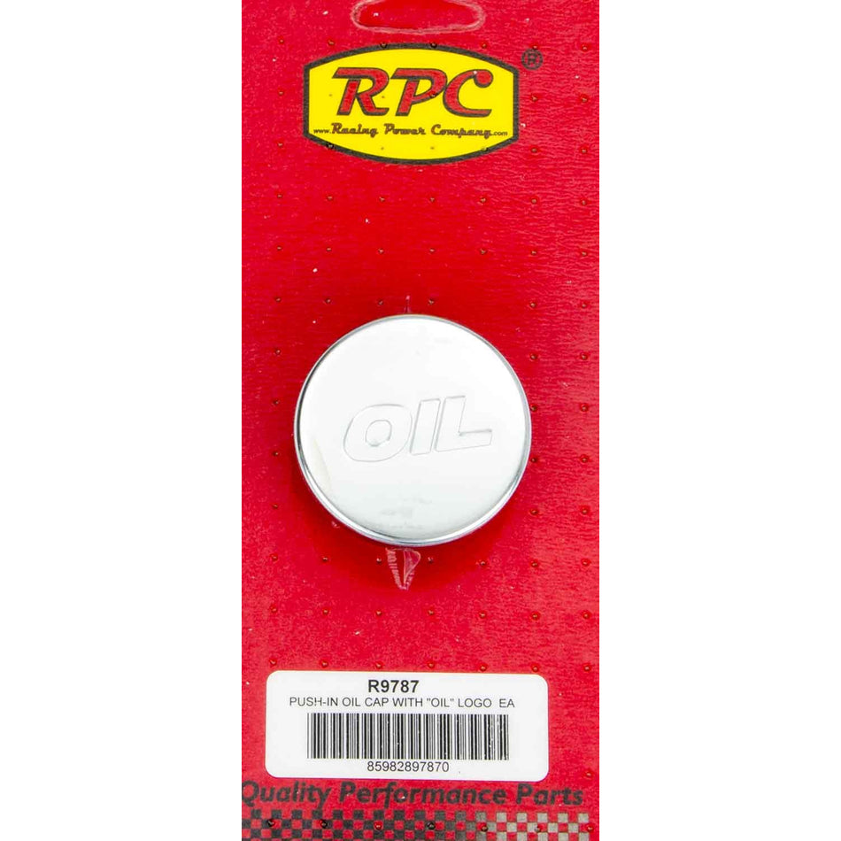 Racing Power Co-Packaged Oil Filler Cap Chrome W/ Oil Logo
