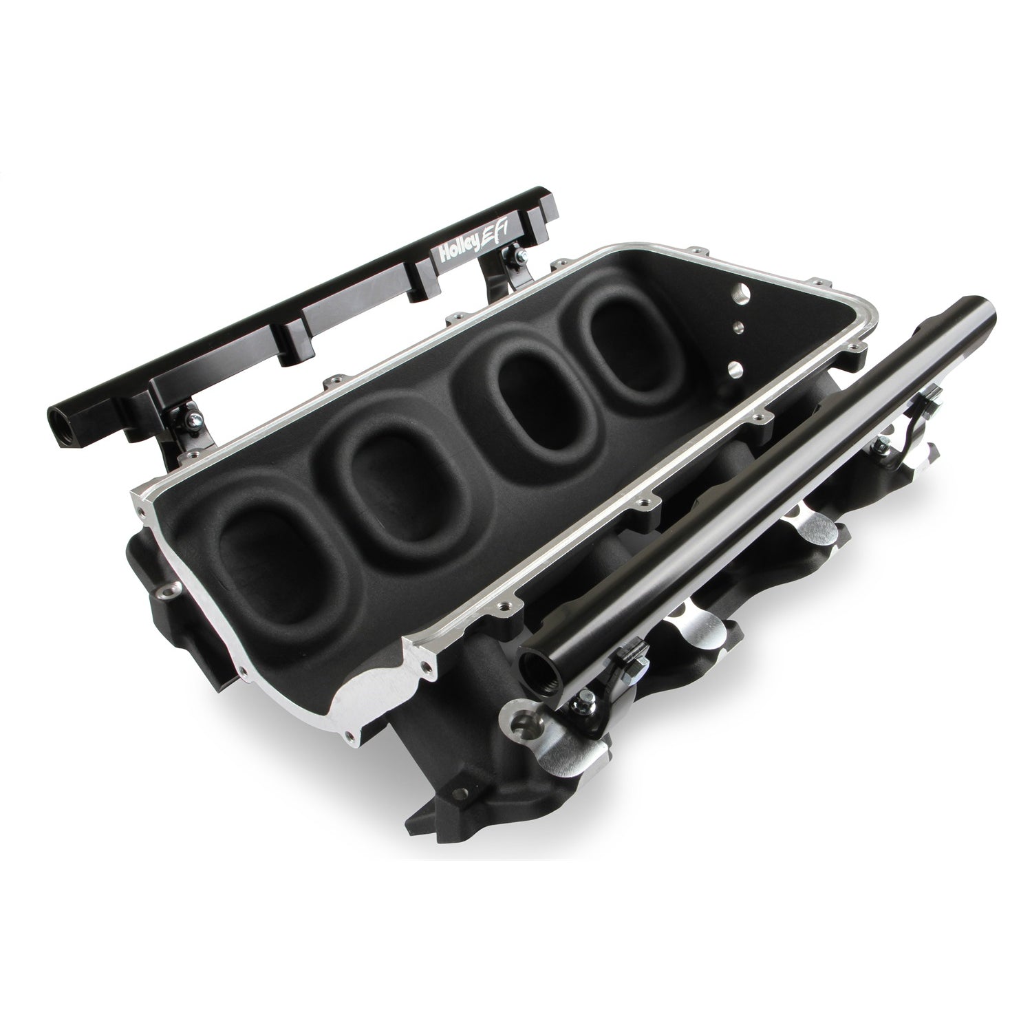 Holley EFI Ultra Lo-Ram Intake Manifold - 105 mm Throttle Body Flange - Multi Port - Black - GM LS-Series