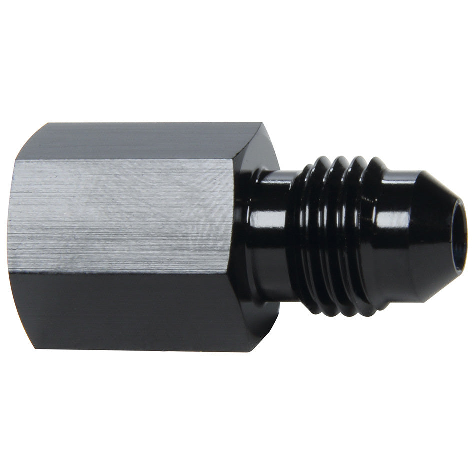 Allstar Performance Gauge Adapter - Straight - 4 AN Male to 1/8" NPT Gauge Port - Black Anodize