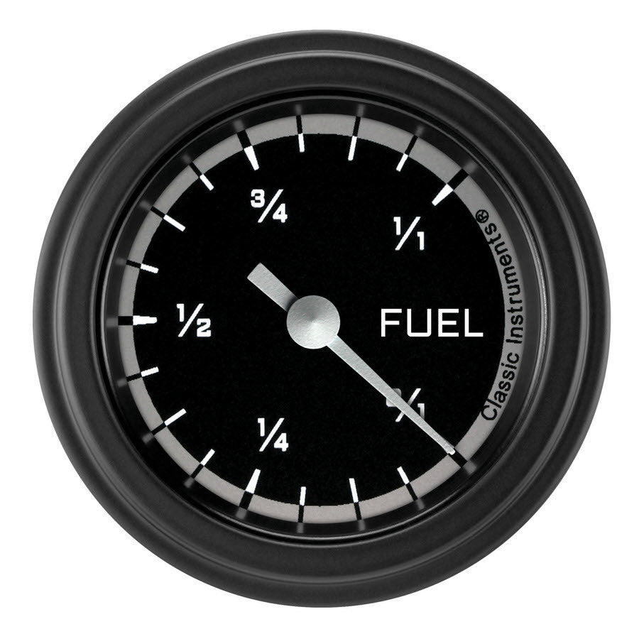 Classic Instruments AutoCross Fuel Level Gauge - Programmable ohm - Full Sweep - 2-1/8 in Diameter - Low Step Black Bezel - Black/Gray Face