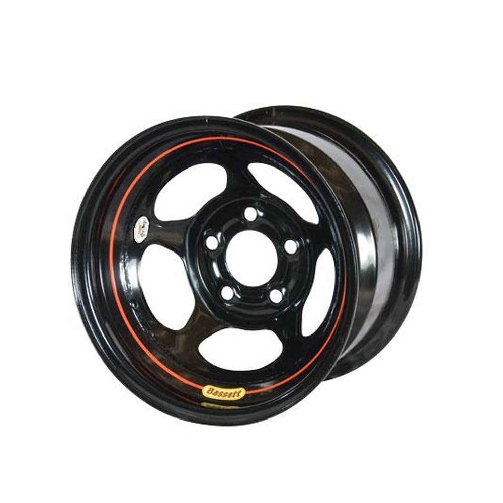 Bassett Intertia Advantage Wheel - 15 x 8" - 3" Backspace - 5 x 5.00" Bolt Pattern - Wissota - Steel - Black Powder Coat