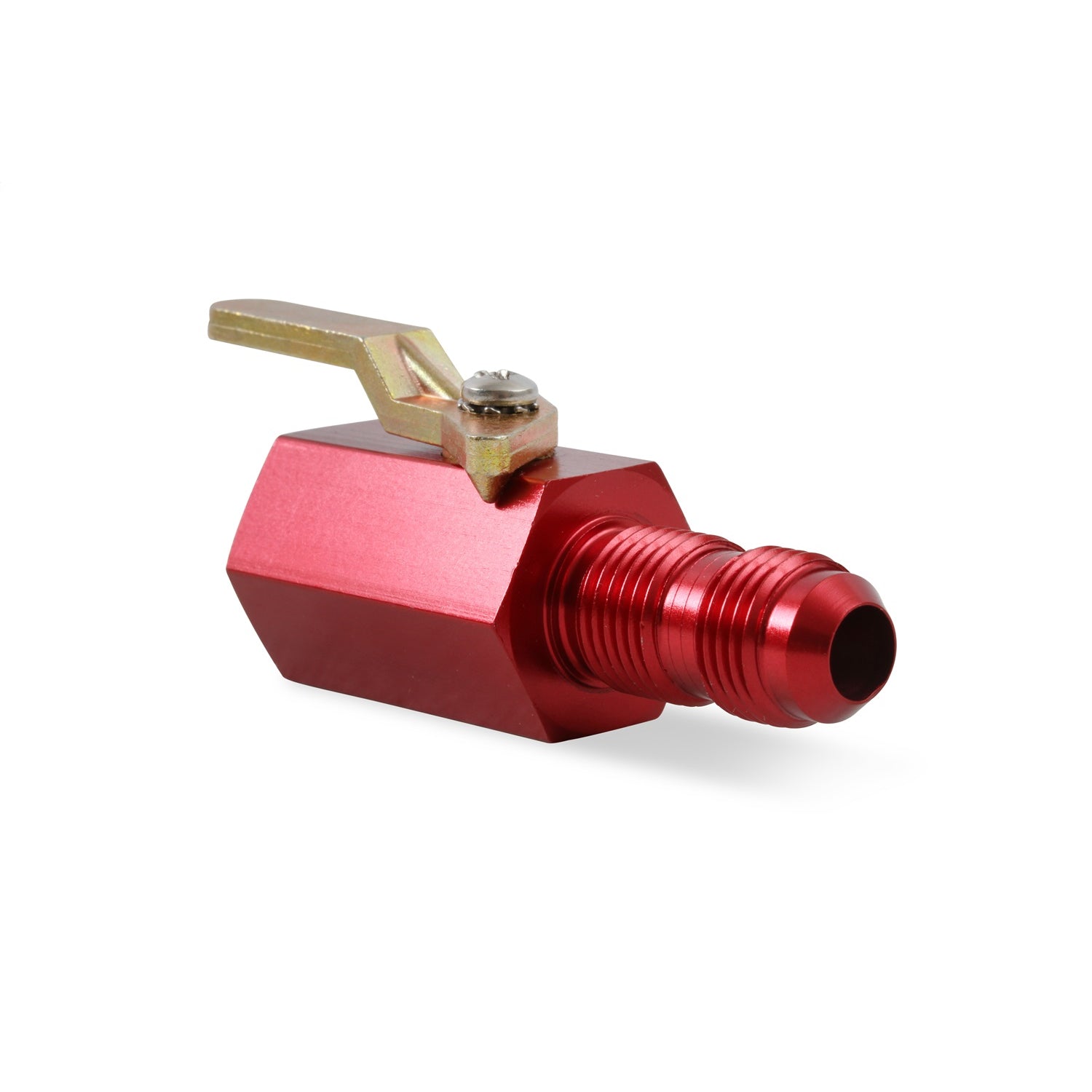 Earl's Shut-Off Valve - 3/8" NPT Inlet Thread, -06 AN Bulkhead Outlet Thread, 2-3/4" Body Length - Red Anodized