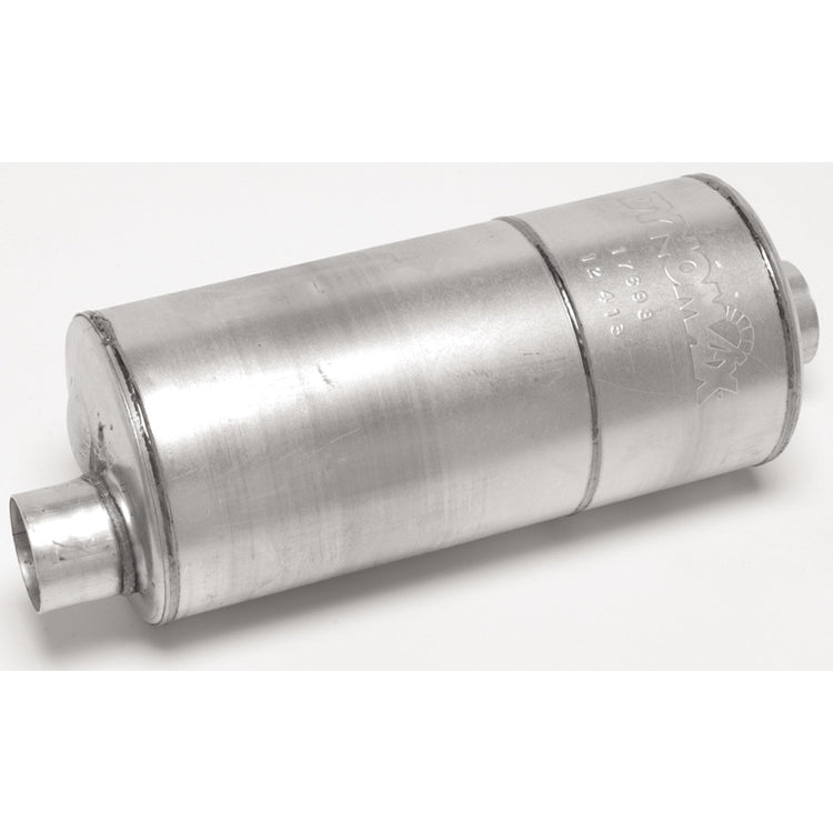 DynoMax Super Turbo Muffler 3" Offset Inlet/Outlet 18 x 8-3/8" Round Body 24" Long - Steel