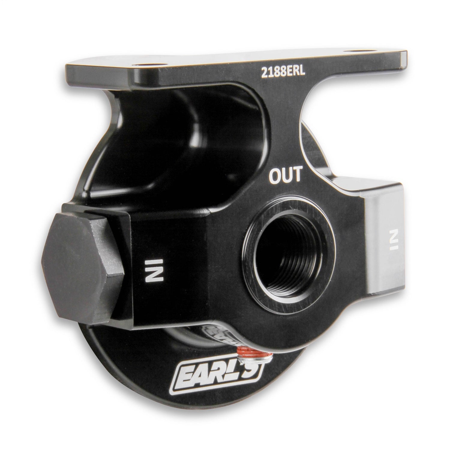 Earl's Remote Oil Filter Mount - 10 AN Female Ports - 1/8" NPT Port - 13/16-16" Filter Thread - Aluminum - Black