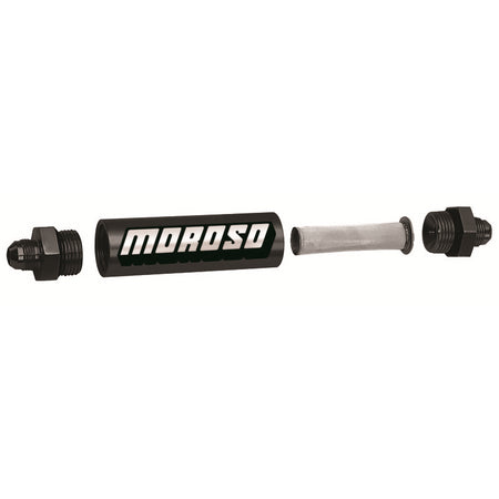 Moroso In-Line Fuel Filter -8 AN Fittings - 6-1/2" Overall Length