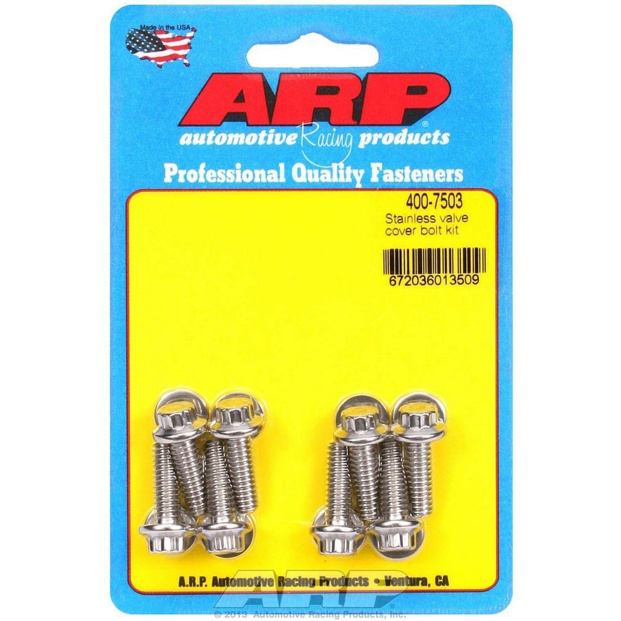 ARP Stainless Steel Valve Cover Bolt Kit - 12-Point - Cast Aluminum Covers - 1/4"-20 Thread - Set of 8