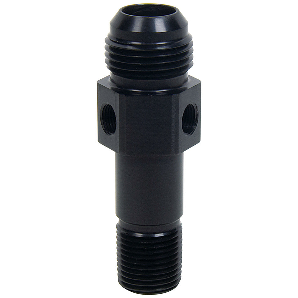 Allstar Performance Ported Steel Oil Inlet Fitting -12 AN x 1/2" NPT - 3.50" Length - (2) 1/2" NPT Ports