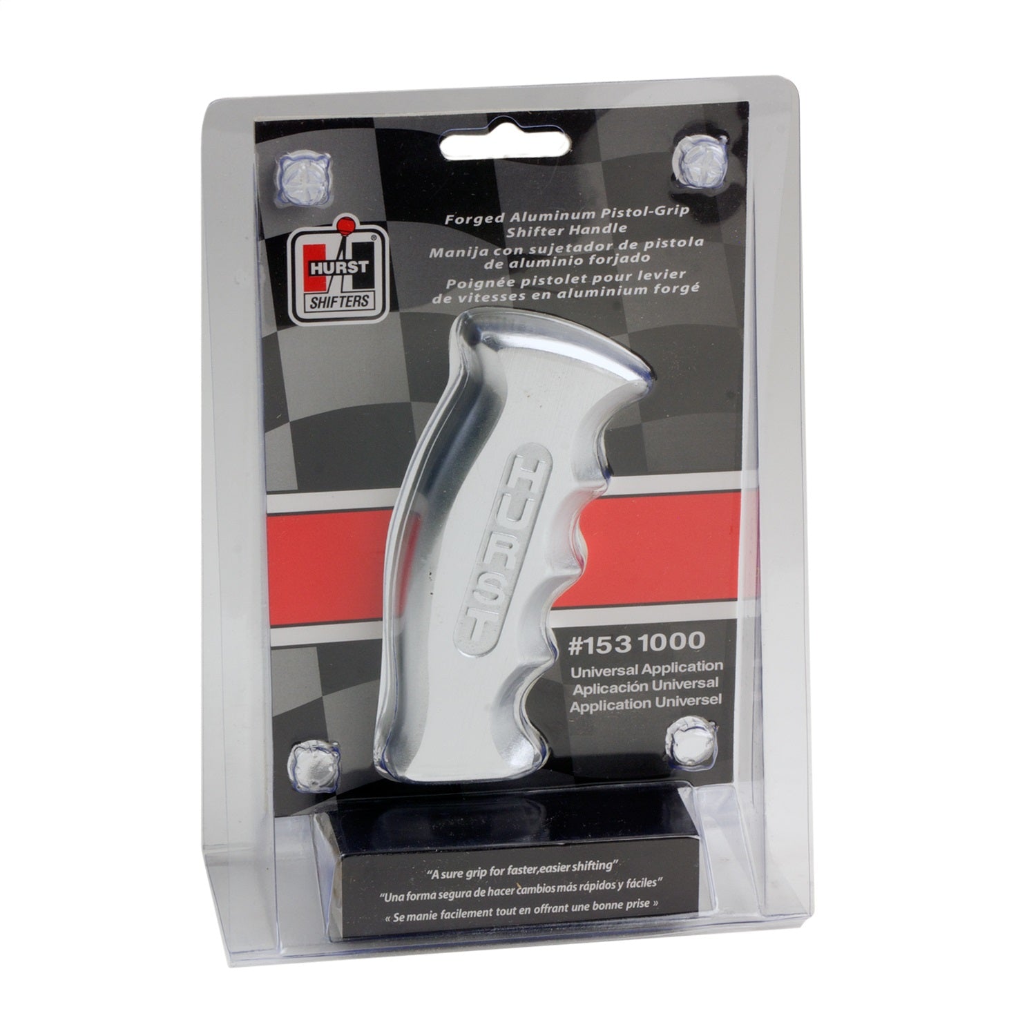 Hurst Universal Pistol Grip Shift Handle - Brushed Aluminum