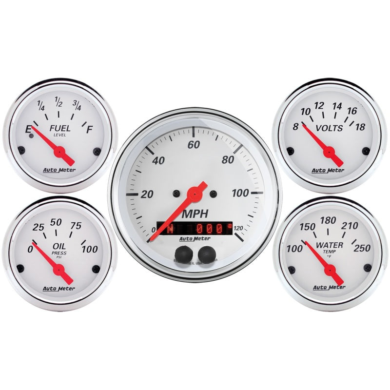 Auto Meter Arctic White Gauge Kit - w/GPS Speedometer