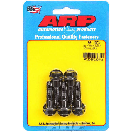 ARP Hex Head Bolt - 8 mm x 1.25 in Thread - 30 mm Long - 10 mm Head - Chromoly - Black Oxide (Set of 5)