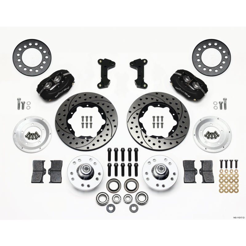 Wilwood Dynalite Pro Series Front Brake Kit - Black - SRP Drilled & Slotted Rotor - Mustang II/Pinto