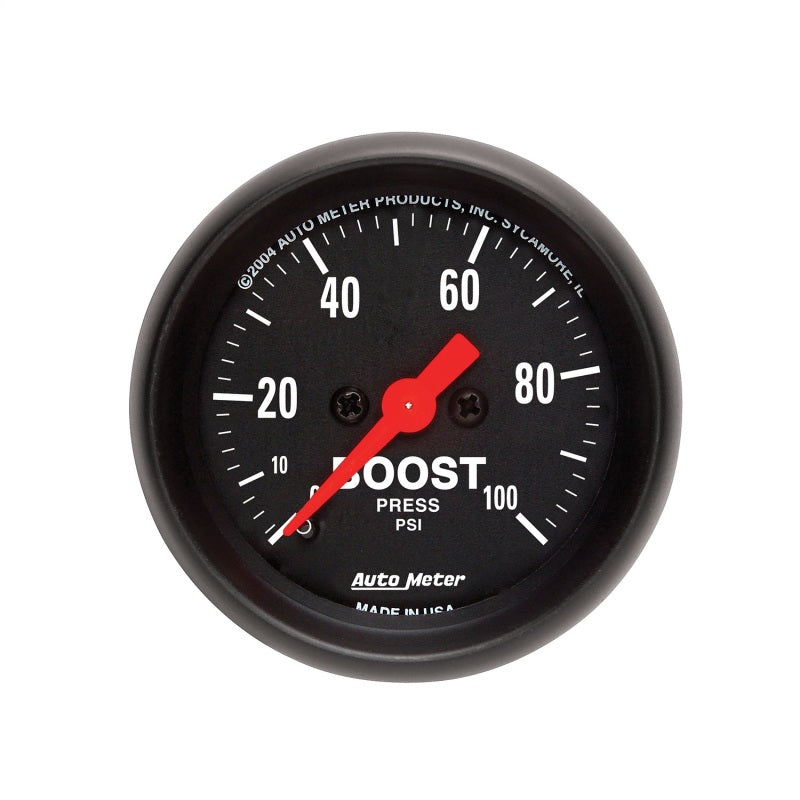 Auto Meter Z Series 0-100 psi Boost Gauge - Mechanical - Analog - 2-1/16 in Diameter - Black Face