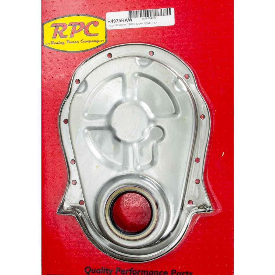 Racing Power Co-Packaged BBC Steel Timing Chain Cover Unplated