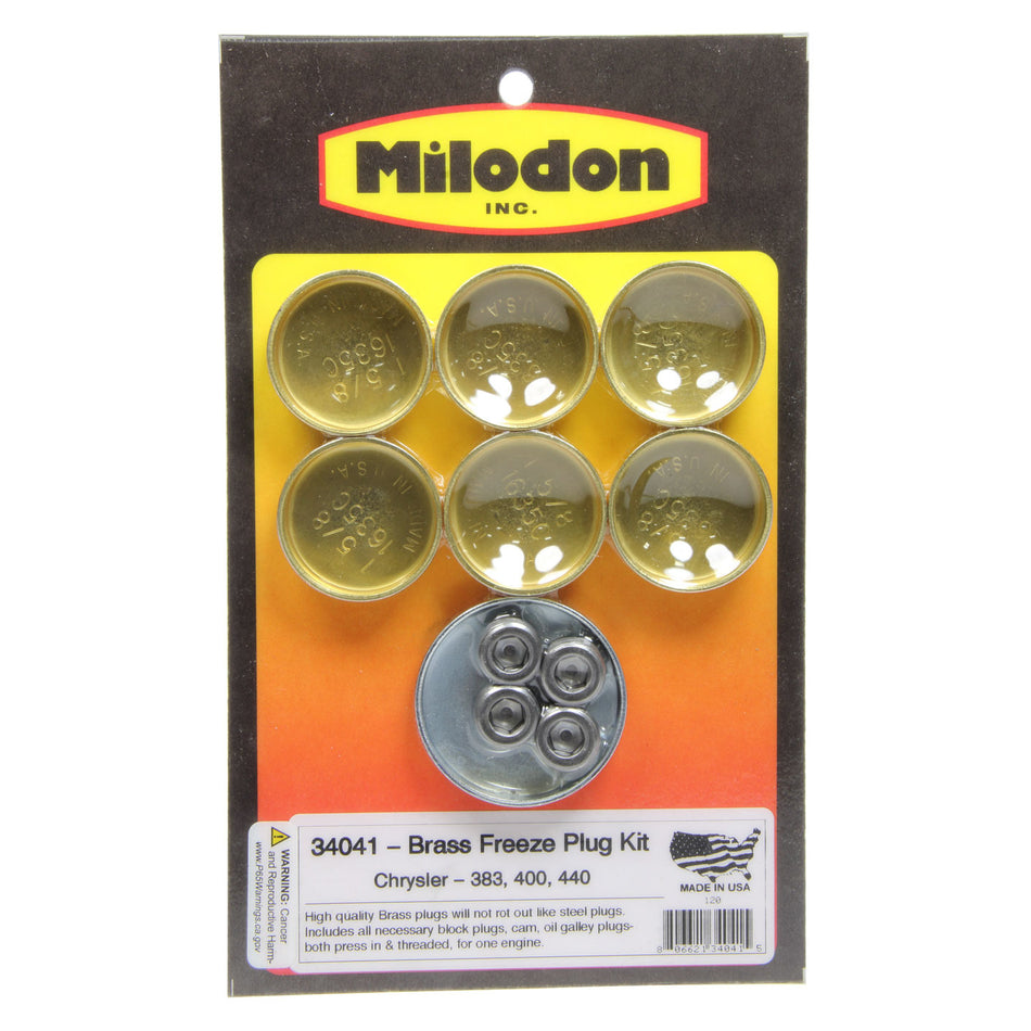 Milodon Freeze Plug Kit - Complete Engine - Brass - Mopar B / RB-Series