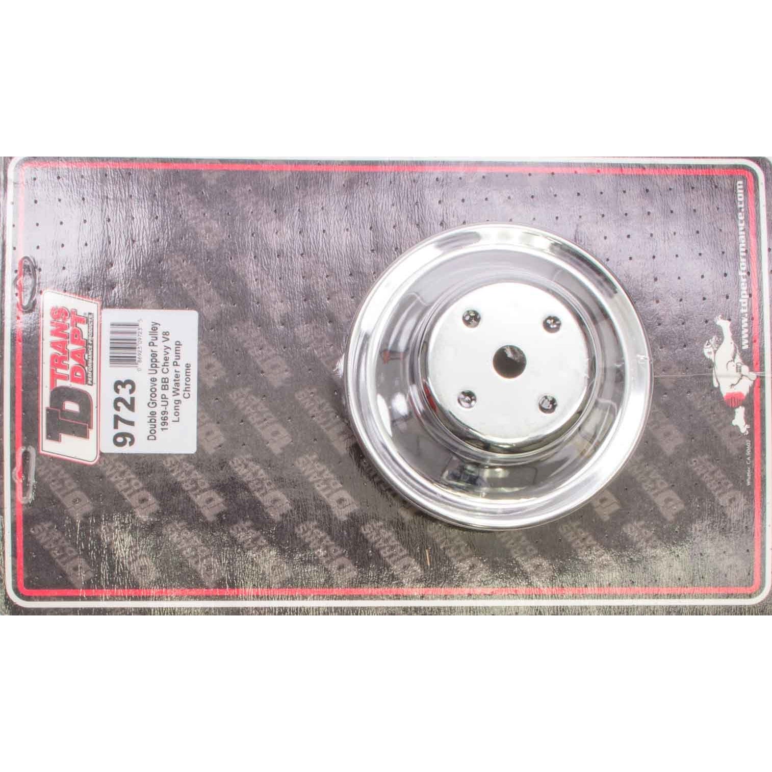 Trans-Dapt V-Belt 2 Groove Water Pump Pulley - 6.3 in Diameter - Chrome - Long Water Pump - Big Block Chevy