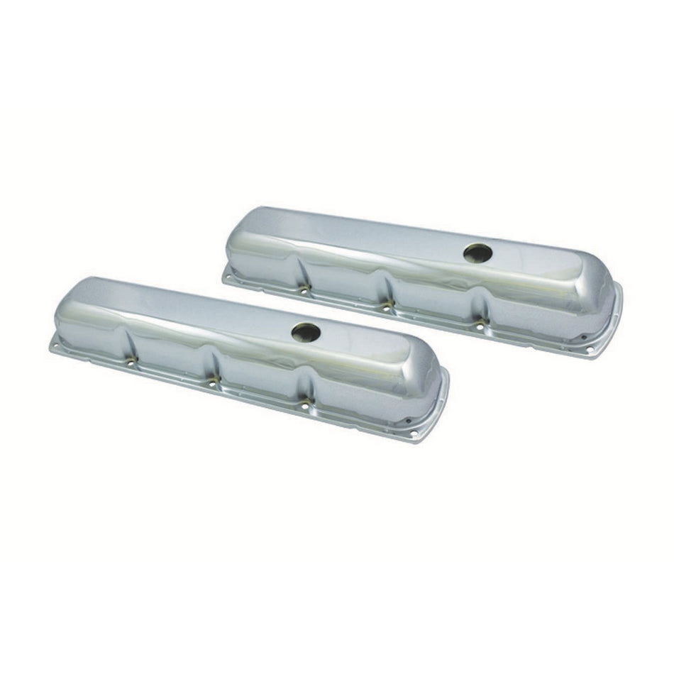 Specialty Products Valve Cover - Stock Height - Baffled - Breather Holes - Chrome - Oldsmobile V8 - Pair