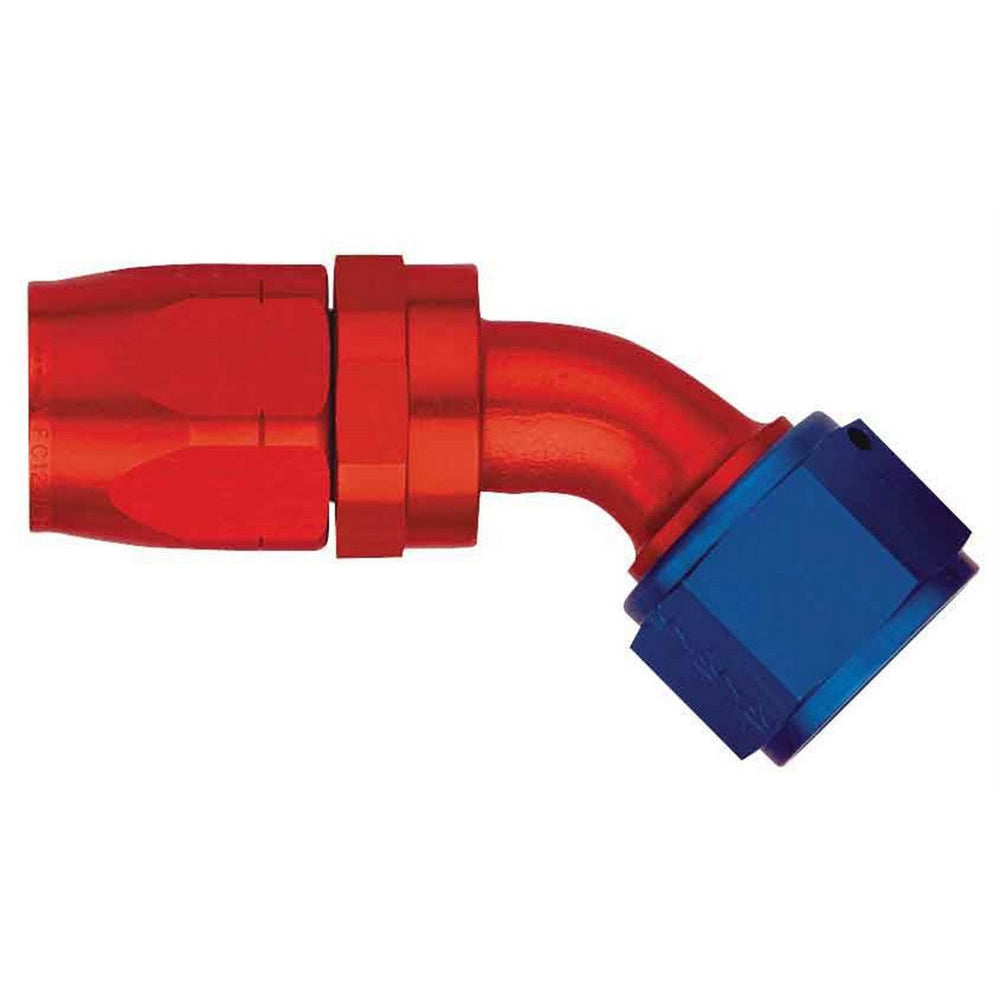 Aeroquip AQP/StartLite 12 AN Hose to 12 AN Female Swivel 45 Degree Hose End - Blue / Red Anodized FBM4025