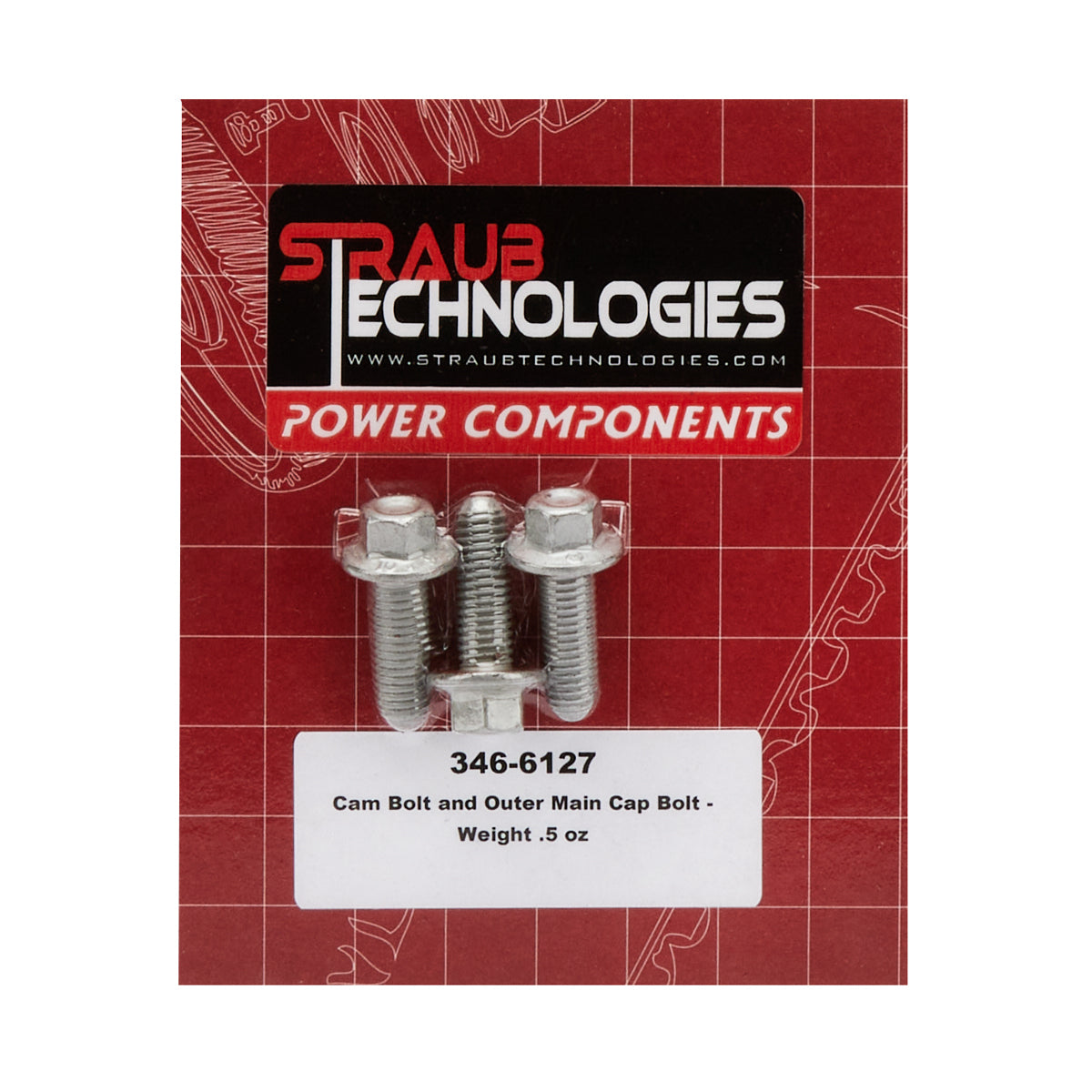 Straub Technologies Camshaft Retainer Bolt - 8 mm x 1.25 Thread - 22.5 mm Length - Flat Head - Hex - GM LS-Series (Set of 3)