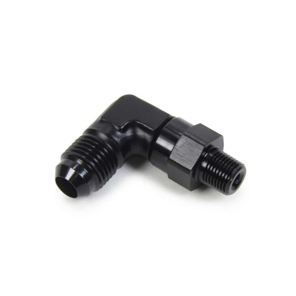 Triple X Adapter Fitting 90 Degree 6 AN Male to 1/8" NPT Male Swivel Aluminum - Black Anodize