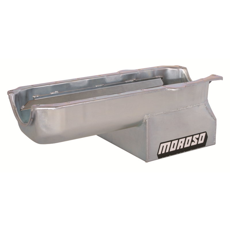 Moroso Sportsman Series Oval Track Wet Sump Oil Pan - Black Zinc Finish