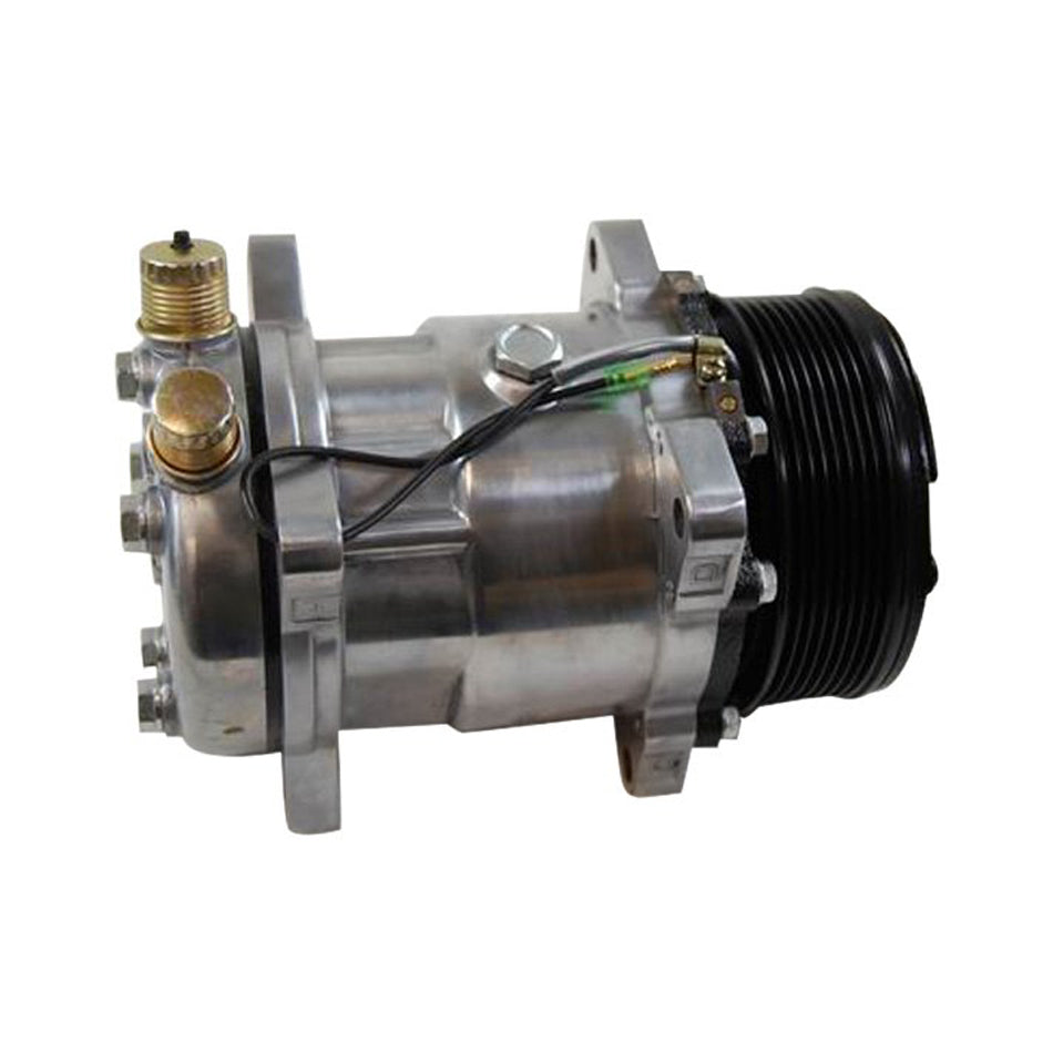 Racing Power Sanden 508 R-134A Air Conditioning Compressor - 7-Rib Serpentine Pulley - Polished - Universal
