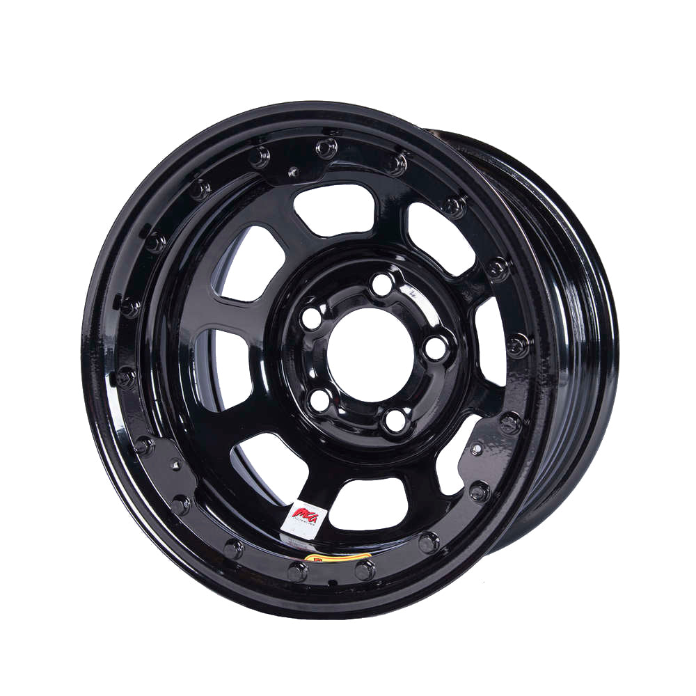 Bassett D-Hole Beadlock Wheel - 15 x 8 in - 4.75 in Backspace - 5 x 5.00 in Bolt Pattern - Beadlock - Black
