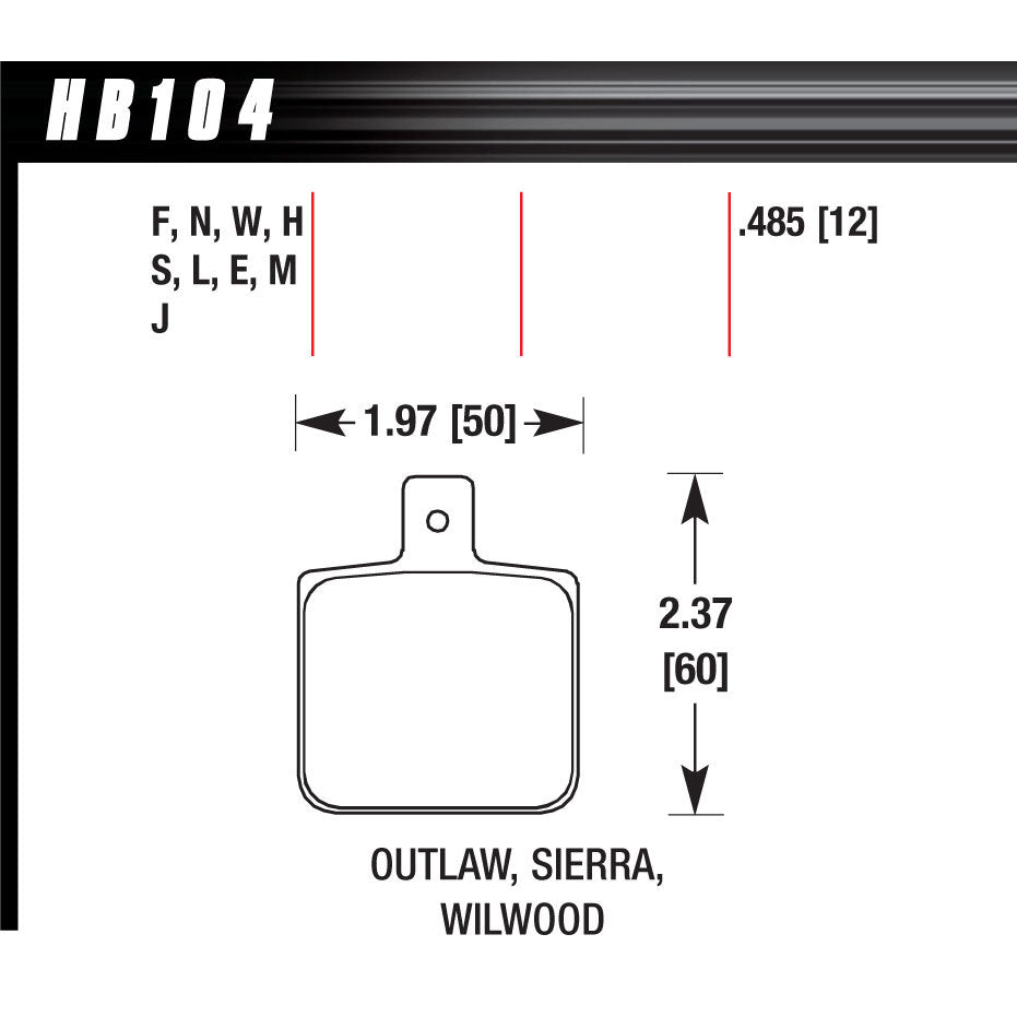 Hawk Disc Brake Pads - DR-97 w/ 0.485 Thickness