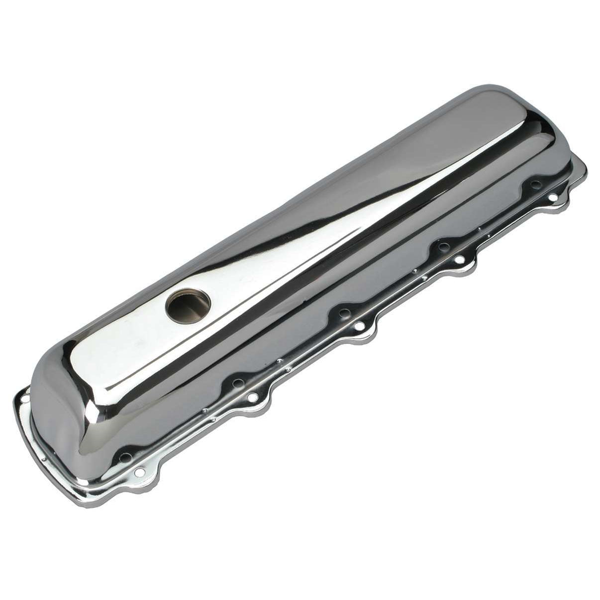 Trans-Dapt Valve Cover - Stock Height - Baffled - Offset Breather Holes - Chrome - Oldsmobile V8 - Pair