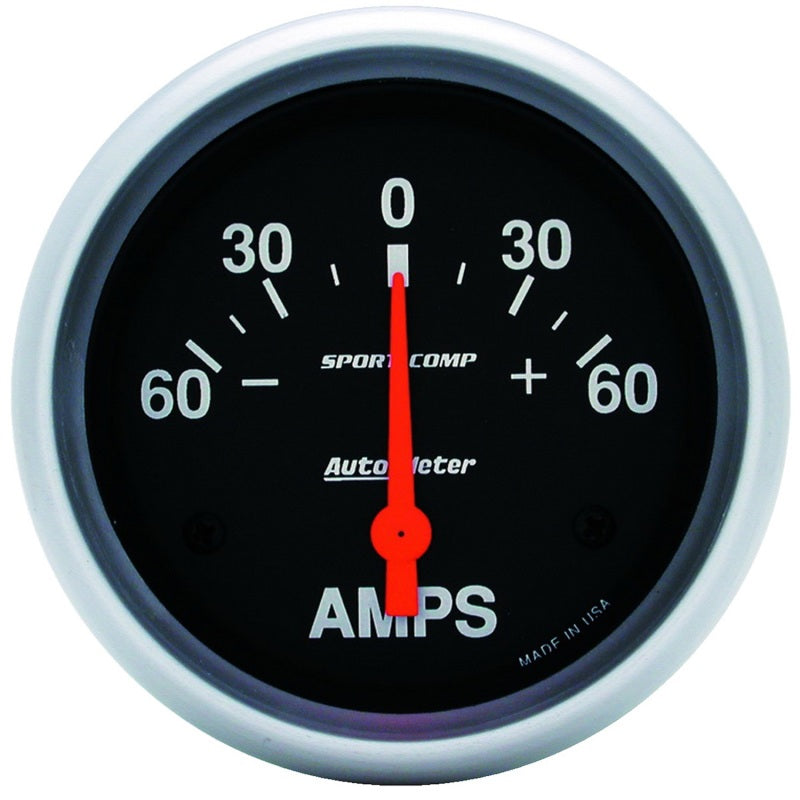 Auto Meter Sport-Comp Electric Ammeter Gauge - 60-0-60 Amps