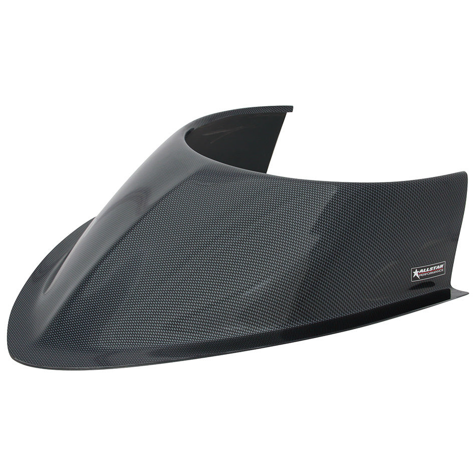 Allstar Performance Hood Scoop - 5-1/2" Height - Tapered Front - Curved Base - Offset Sides - Plastic - Carbon Fiber Look