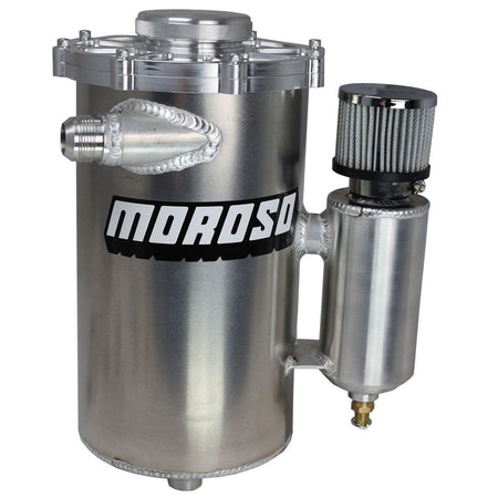 Moroso Dry Sump Oil Tank - 6 Quart - 15 in Tall - 7 in Diameter - 16 AN Male Inlet - 12 AN Male Outlet - Breather Tank