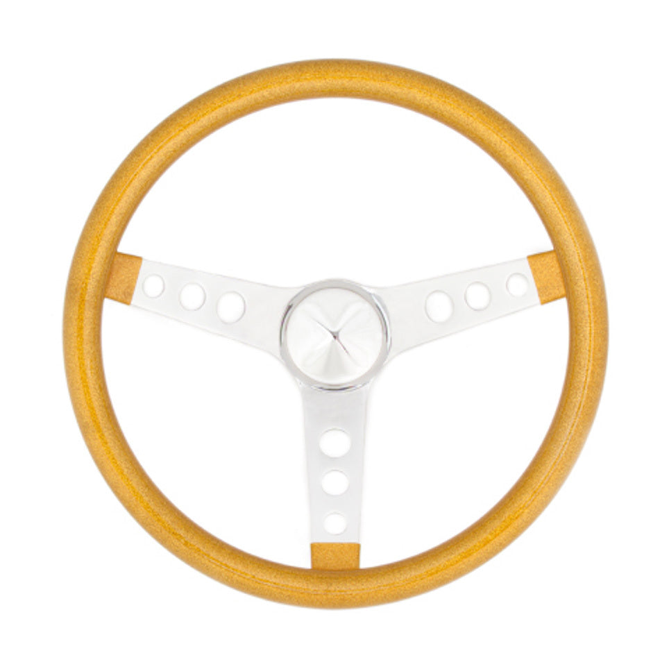 Grant Steering Wheels Metal Flake Steering Wheel 15" Diameter 3-Spoke Gold Metal Flake Grip - Steel