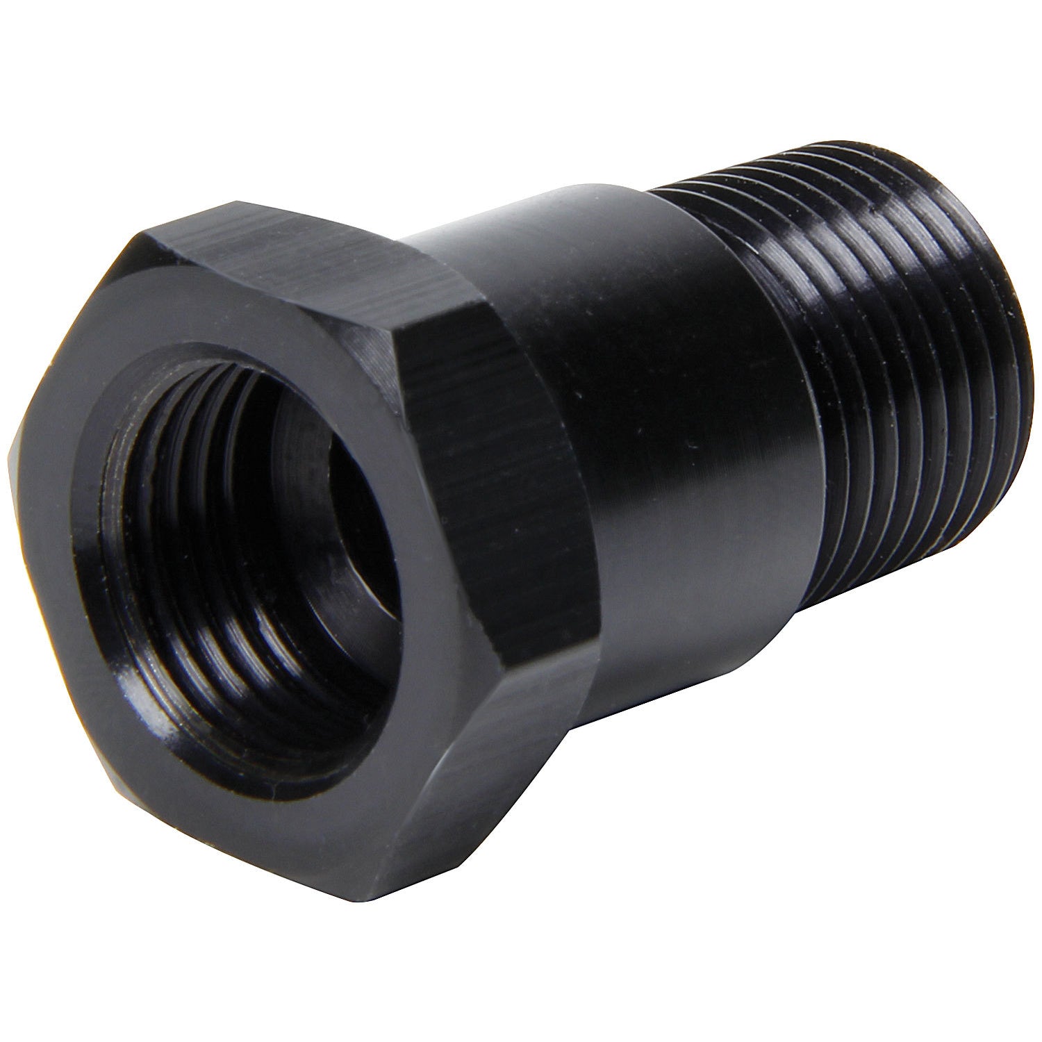 Ti22 Straight 5/8-18 in Female to 3/8 in NPT Male Adapter - Black - Mechanical Temperature Gauges