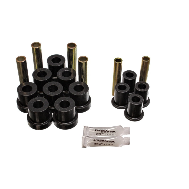 Energy Suspension Hyper-Flex Leaf Spring Bushing Kit - Front - Polyurethane/Steel - Black/Cadmium