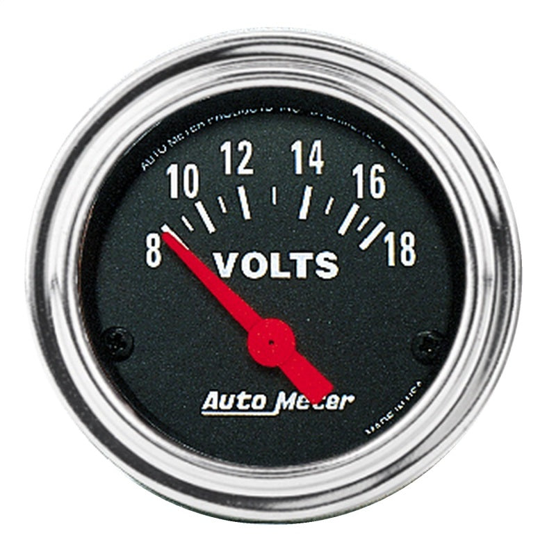 Auto Meter Traditional Chrome 2-1/16" Voltmeter Gauge -0-16 Volts
