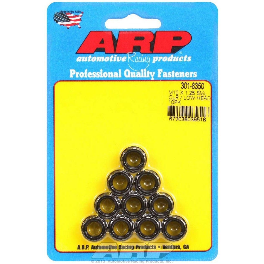 ARP Nut - 10 mm x 1.25 Thread - 12 mm 12 Point Head - Black Oxide (Set of 10)