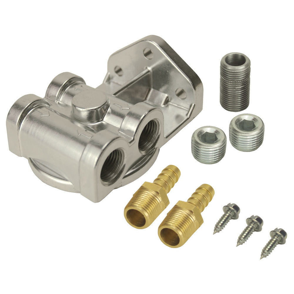 Derale Single Side Ports 3/8" NPT Filter Mount with 3/4"-16 Filter Threads