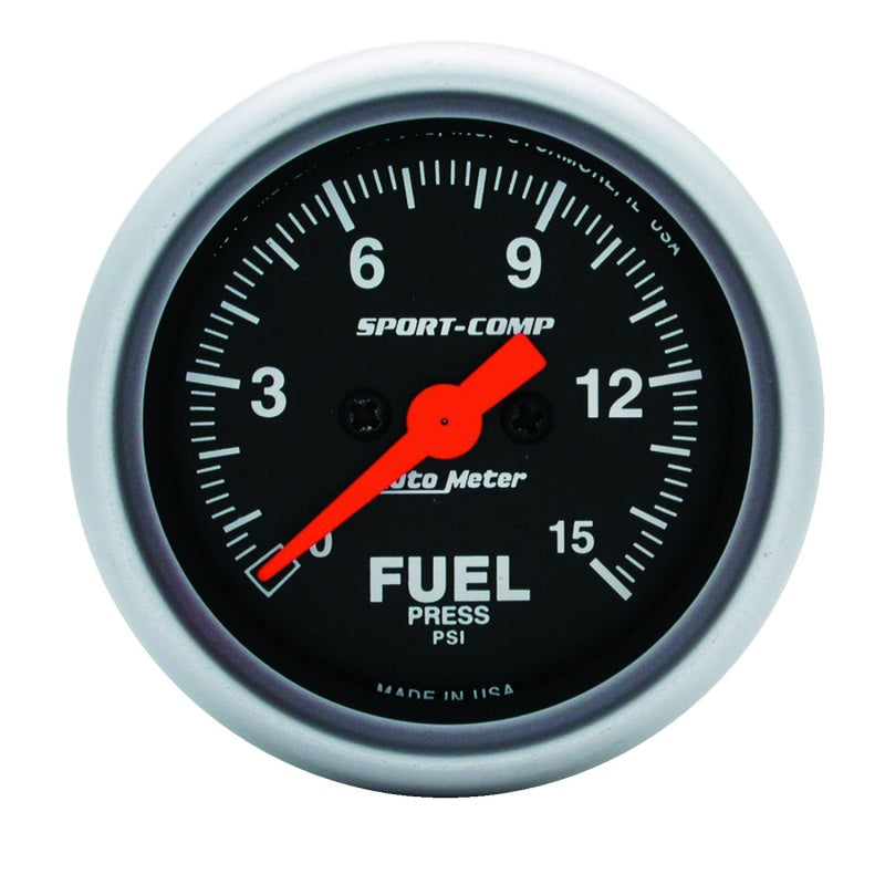 Auto Meter 2-1/16" Mini Sport-Comp Electric Fuel Pressure Gauge - 0-15 PSI