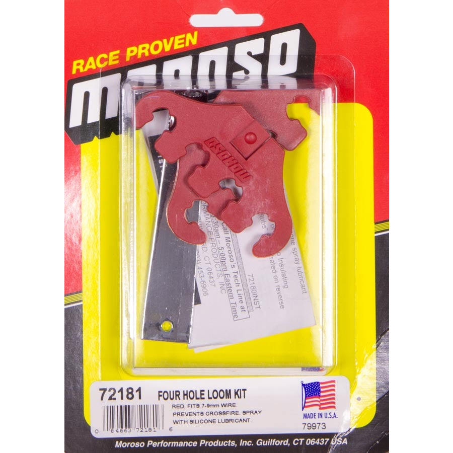 Moroso Four Hole Spark Plug Wire Loom Kit - Red - 7-8mm