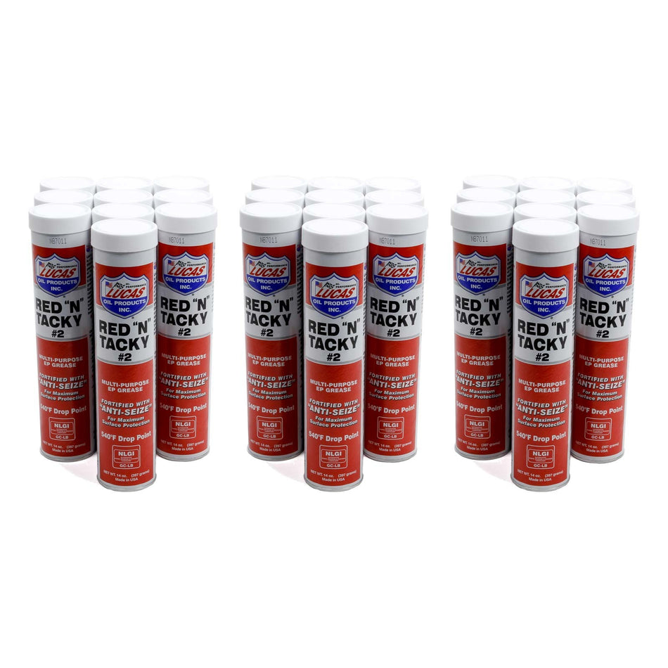 Lucas Oil Products Red N Tacky Grease Conventional 14 oz Cartridge - Set of 30