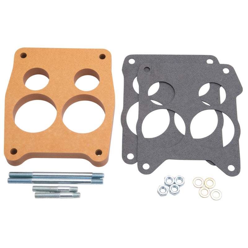 Edelbrock Carburetor Spacer - 0.75 in Thick - 4 Hole - Spread Bore - Wood