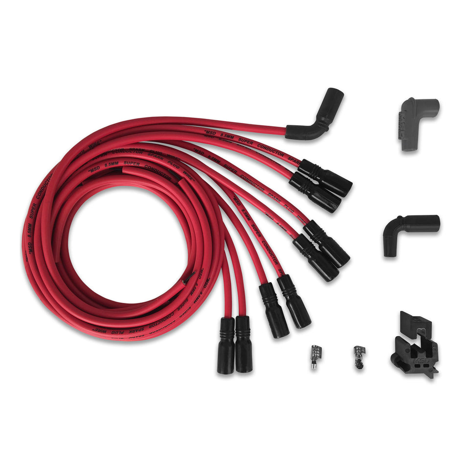 MSD Super Conductor Spiral Core 8.5 mm Spark Plug Wire Set - Red