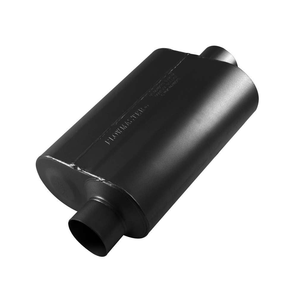 Flowmaster Super 40 Muffler 3" Offset Inlet/Center Outlet 13-1/2 x 10 x 5" Oval Body 19-1/2" Long Steel - Aluminized