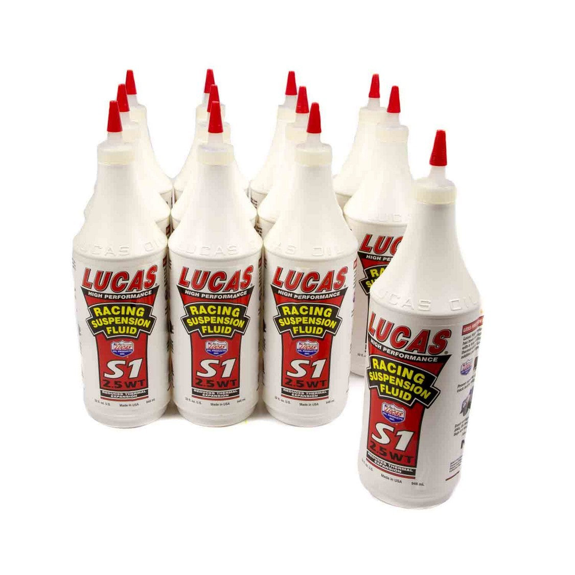 Lucas Oil Products S1 Racing Suspension Fluid Shock Oil 2.5WT Synthetic 1 qt - Set of 12