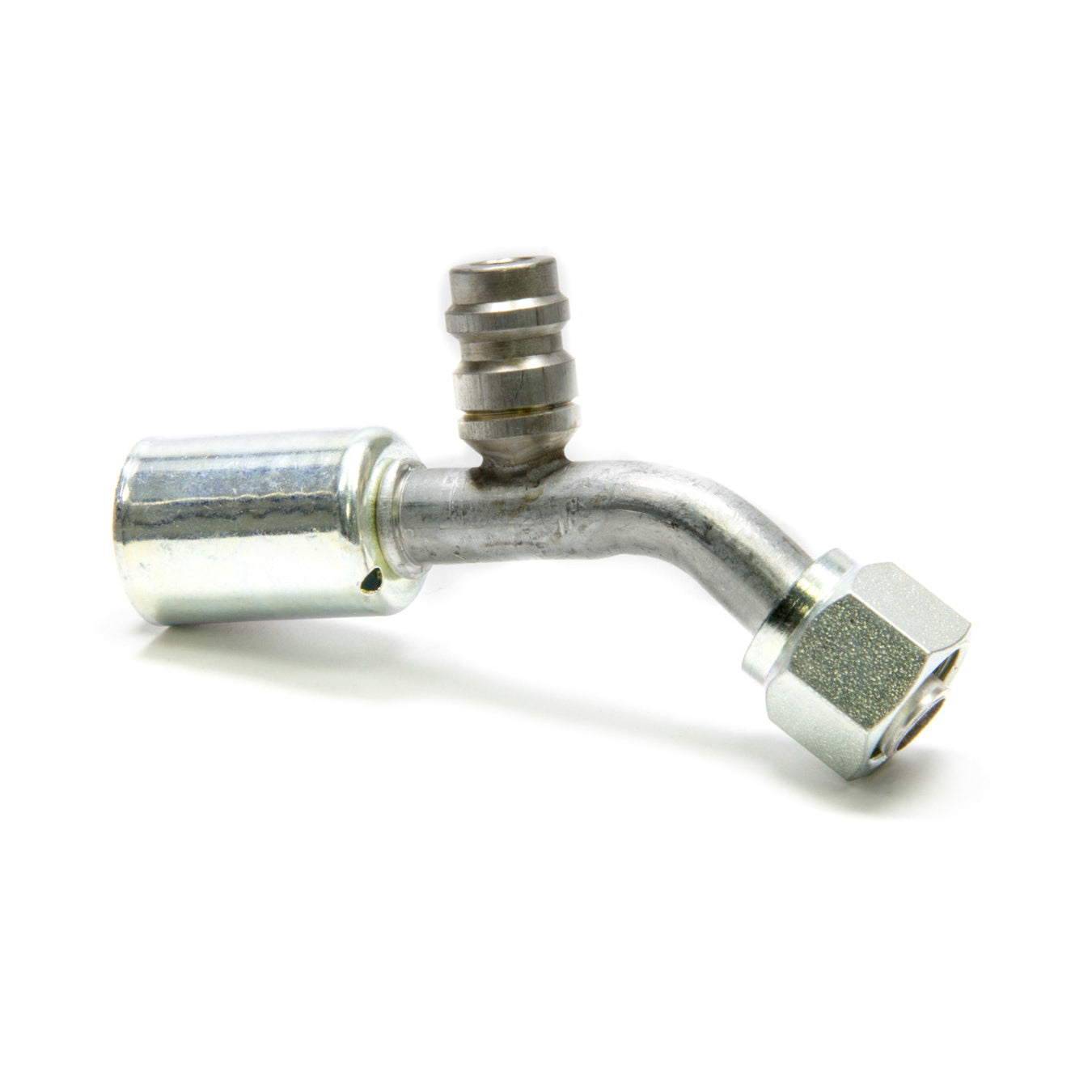 Vintage Air Hose End Fitting 45 Degree 8 AN Hose Crimp to 8 AN Female O-Ring - Charge Port