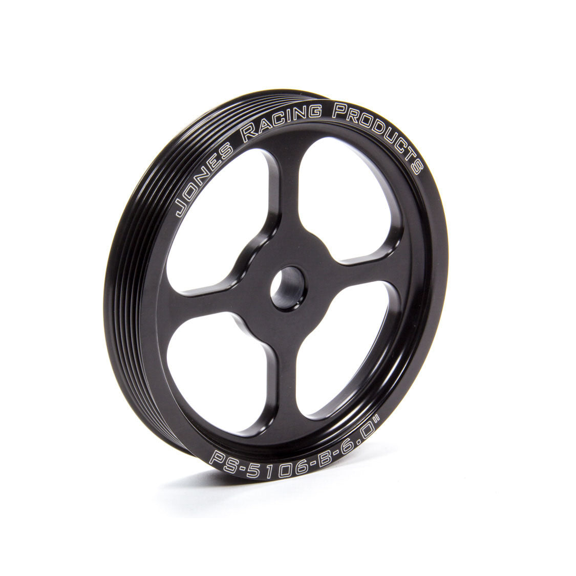 Jones Racing Products Serpentine Power Steering Pulley 6 Rib Press-On 6" Diameter - Aluminum