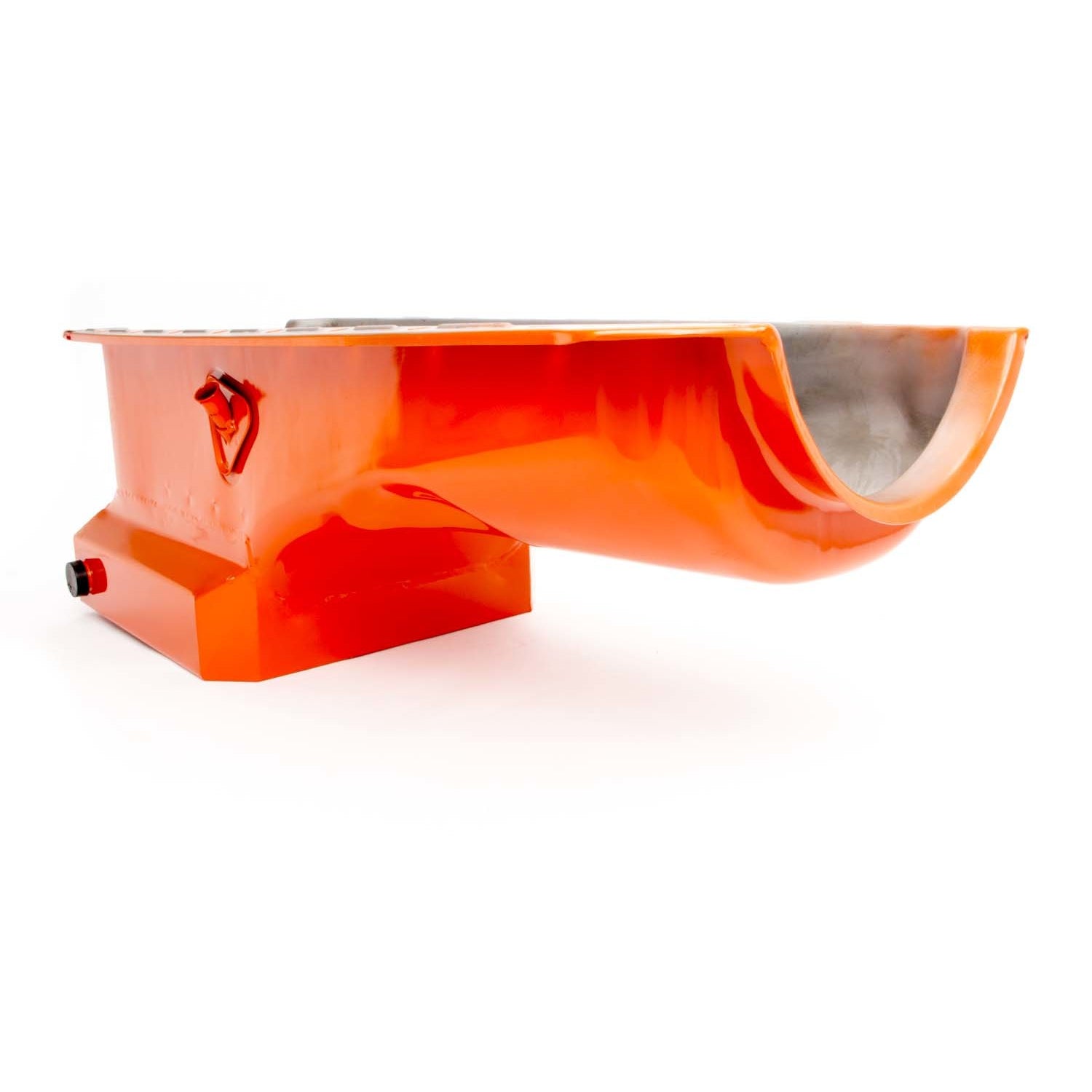 Racing Power Drag Race Rear Sump Oil Pan - 7 Quart - 8.25 in Deep - Orange Paint - 2 Piece Seal - Big Block Chevy