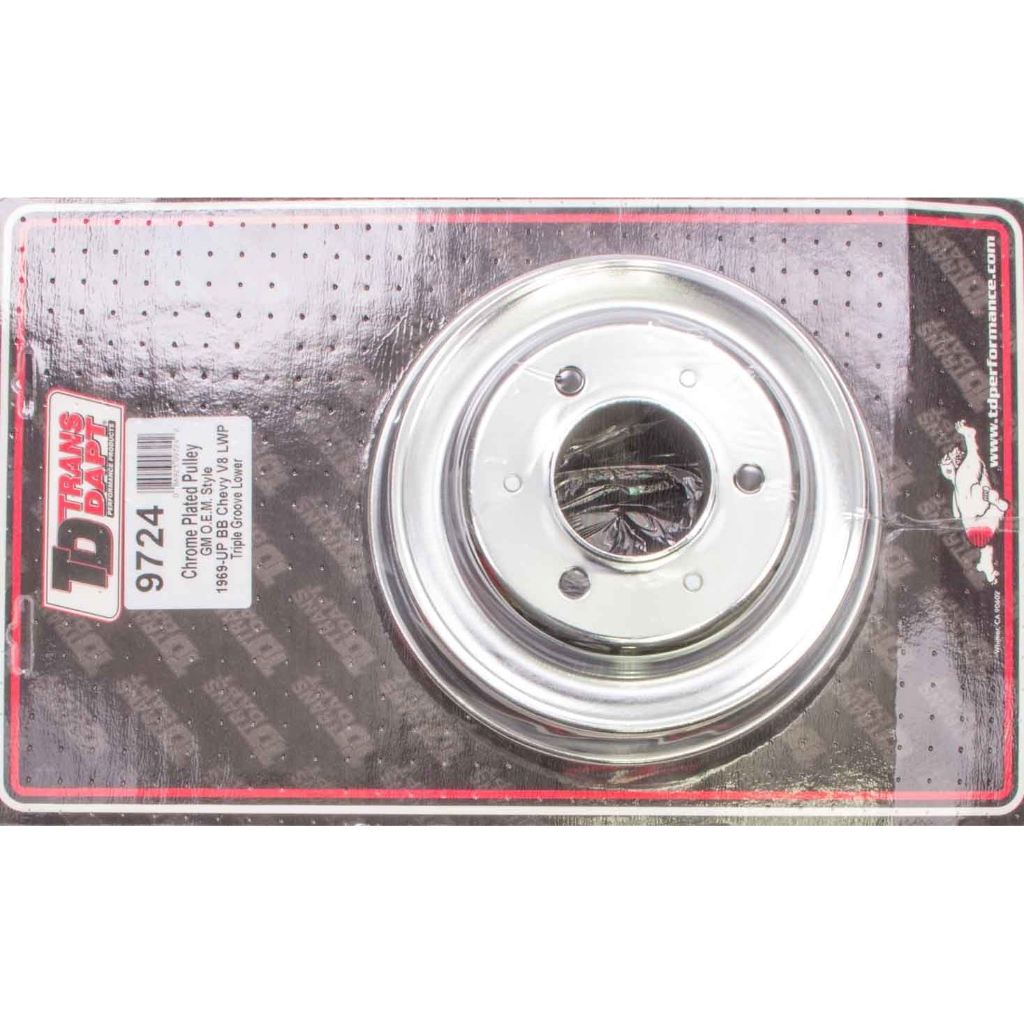 Trans-Dapt V-Belt 3 Groove Crankshaft Pulley - 7.8 in Diameter - Chrome - Long Water Pump - Big Block Chevy