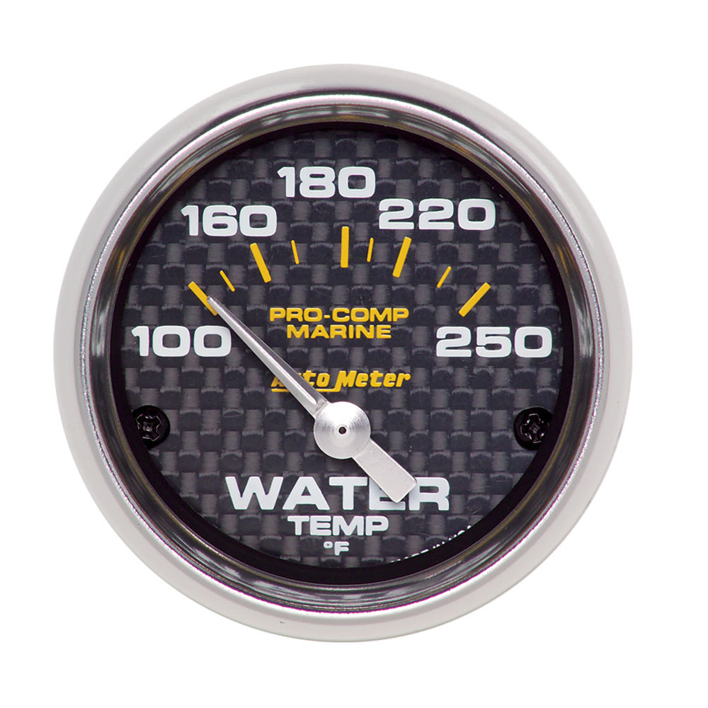 Auto Meter Marine Carbon Fiber Water Temperature Gauge - 100-250° F