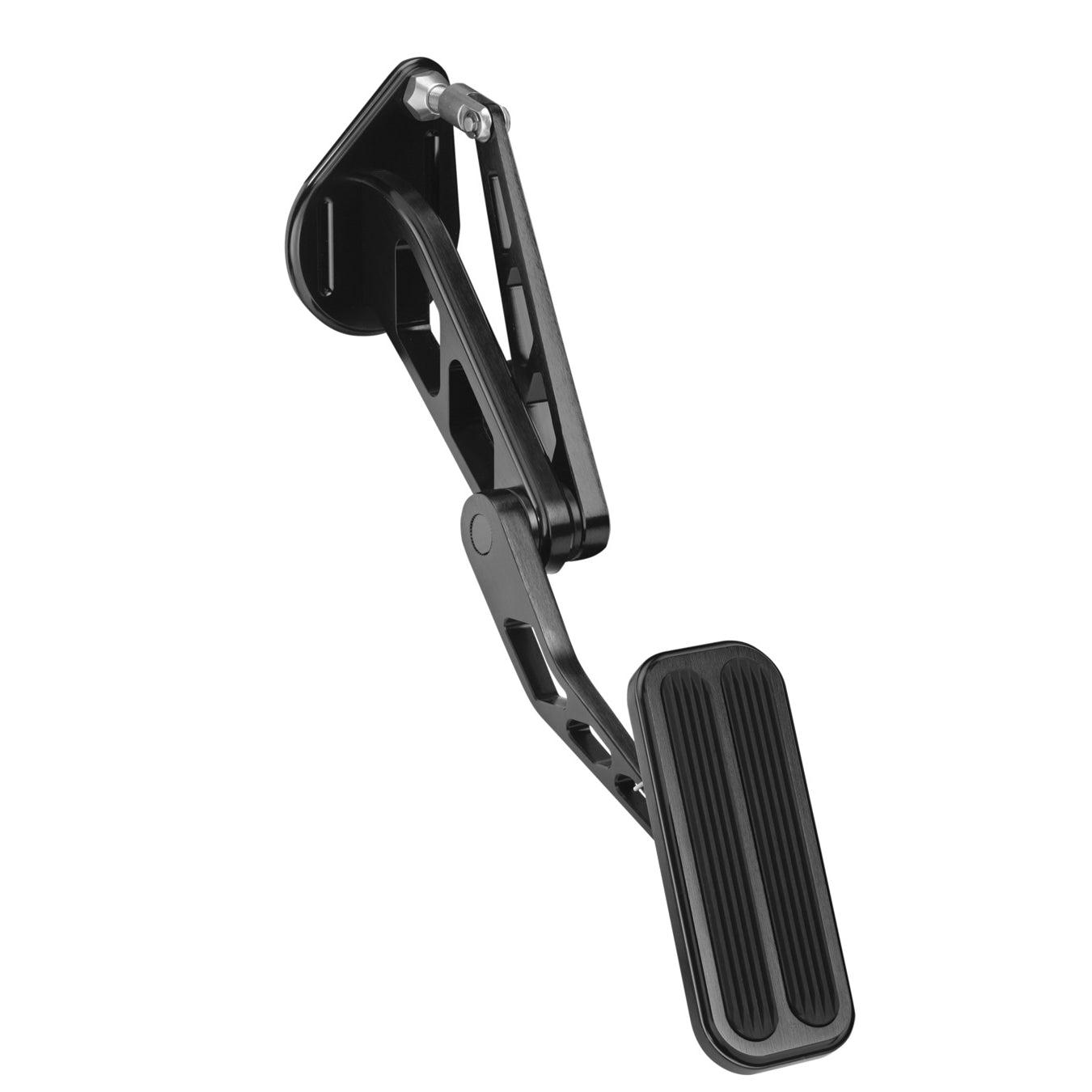 Lokar Gas Pedal - Firewall Mount - Rubber Pads - Aluminum - Black Anodize - Ford Mustang 1964-68